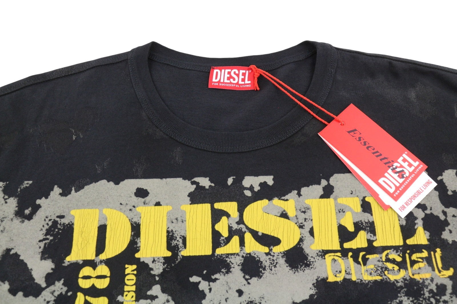 DIESEL T-Boxt-Q4 Men T-Shirt XL Black Patterned Oversized Crew Short Sleeve