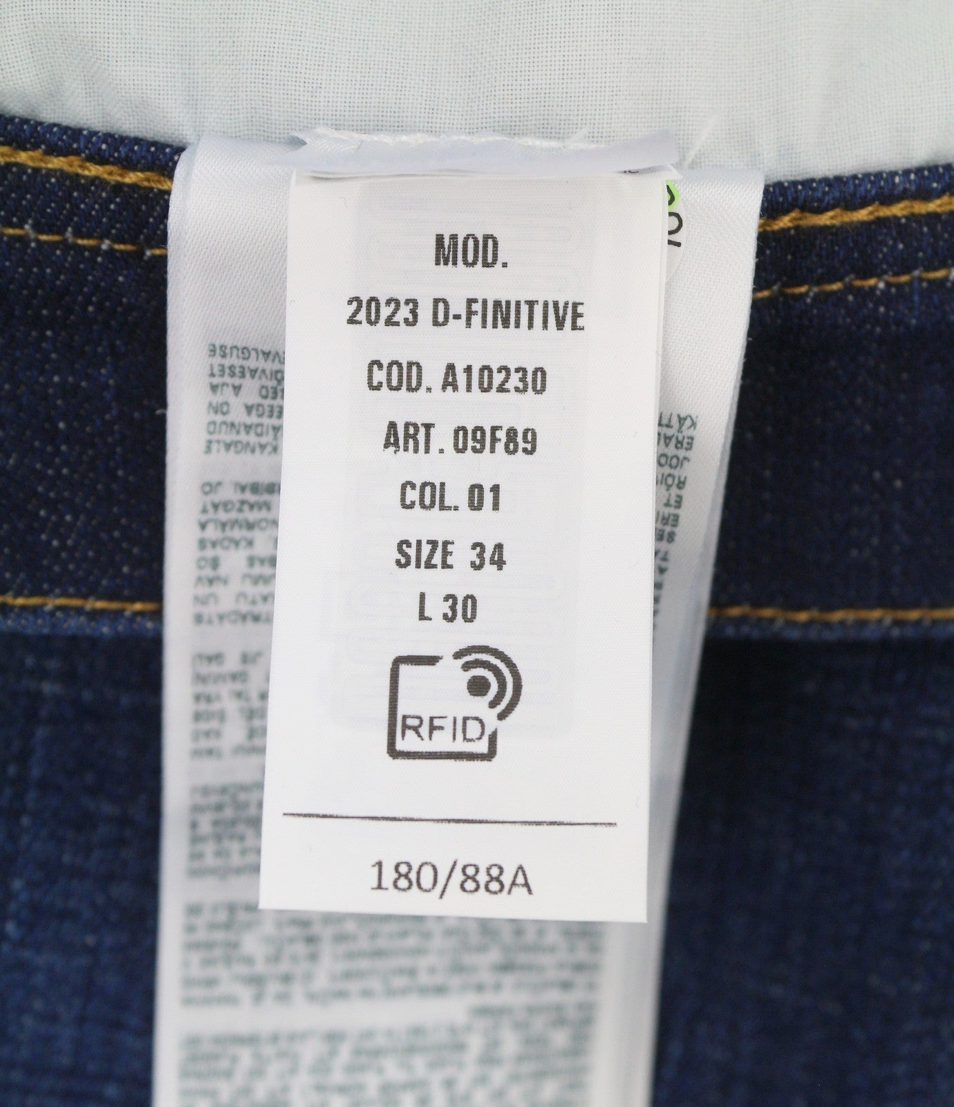 DIESEL 2023 D-Finitive 09F89 Men Jeans W34/L30 Blue Faded Tapered Fit RRP150