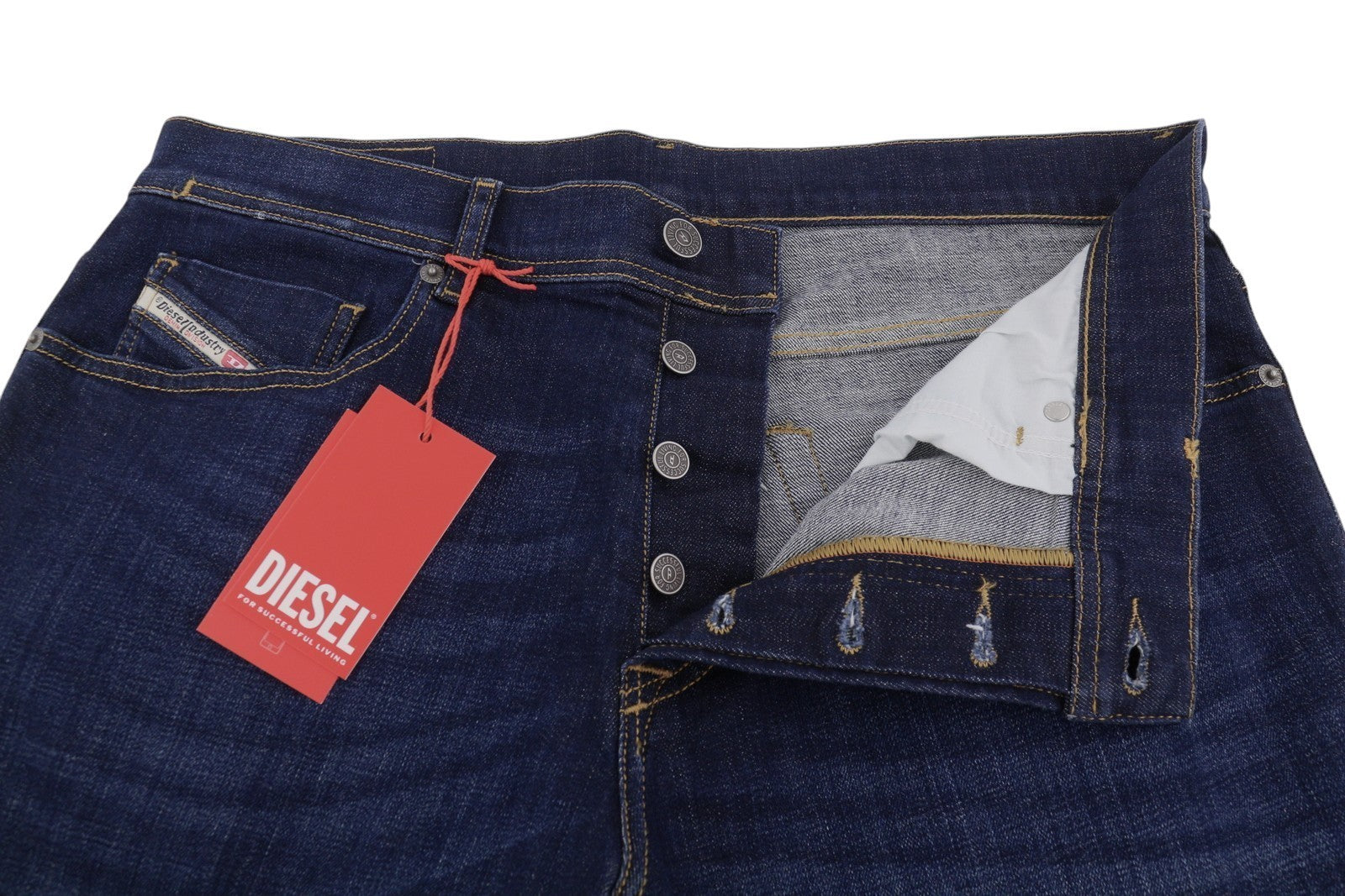 DIESEL 2023 D-Finitive 09F89 Men Jeans W34/L30 Blue Faded Tapered Fit RRP150