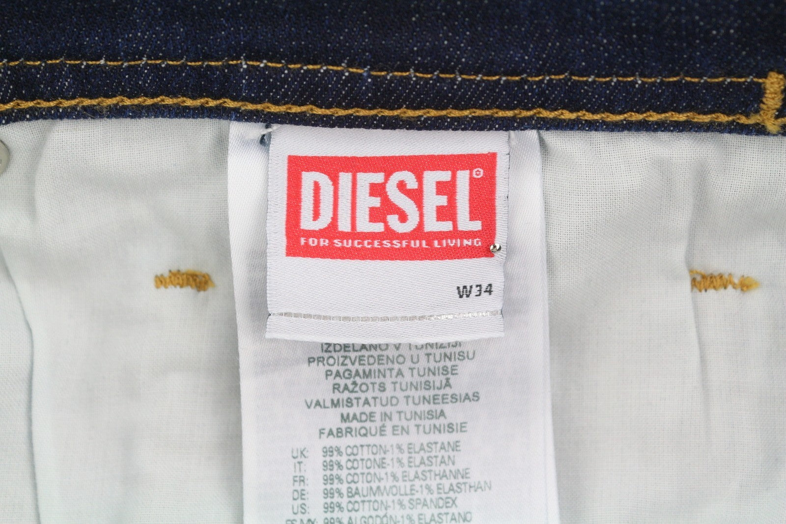 DIESEL 2023 D-Finitive 09F89 Men Jeans W34/L30 Blue Faded Tapered Fit RRP150