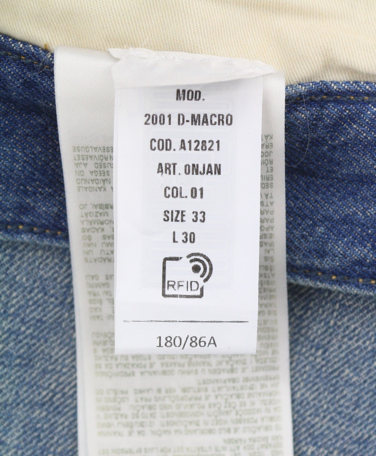 DIESEL 2001 D-Macro 0NJAN Men Jeans W33/L30 Blue Loose Fit Straight Leg RRP175