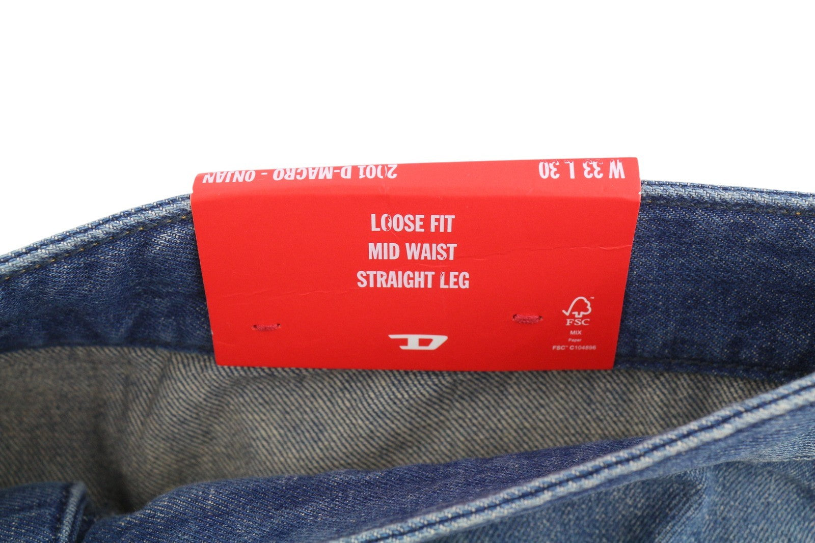 DIESEL 2001 D-Macro 0NJAN Men Jeans W33/L30 Blue Loose Fit Straight Leg RRP175