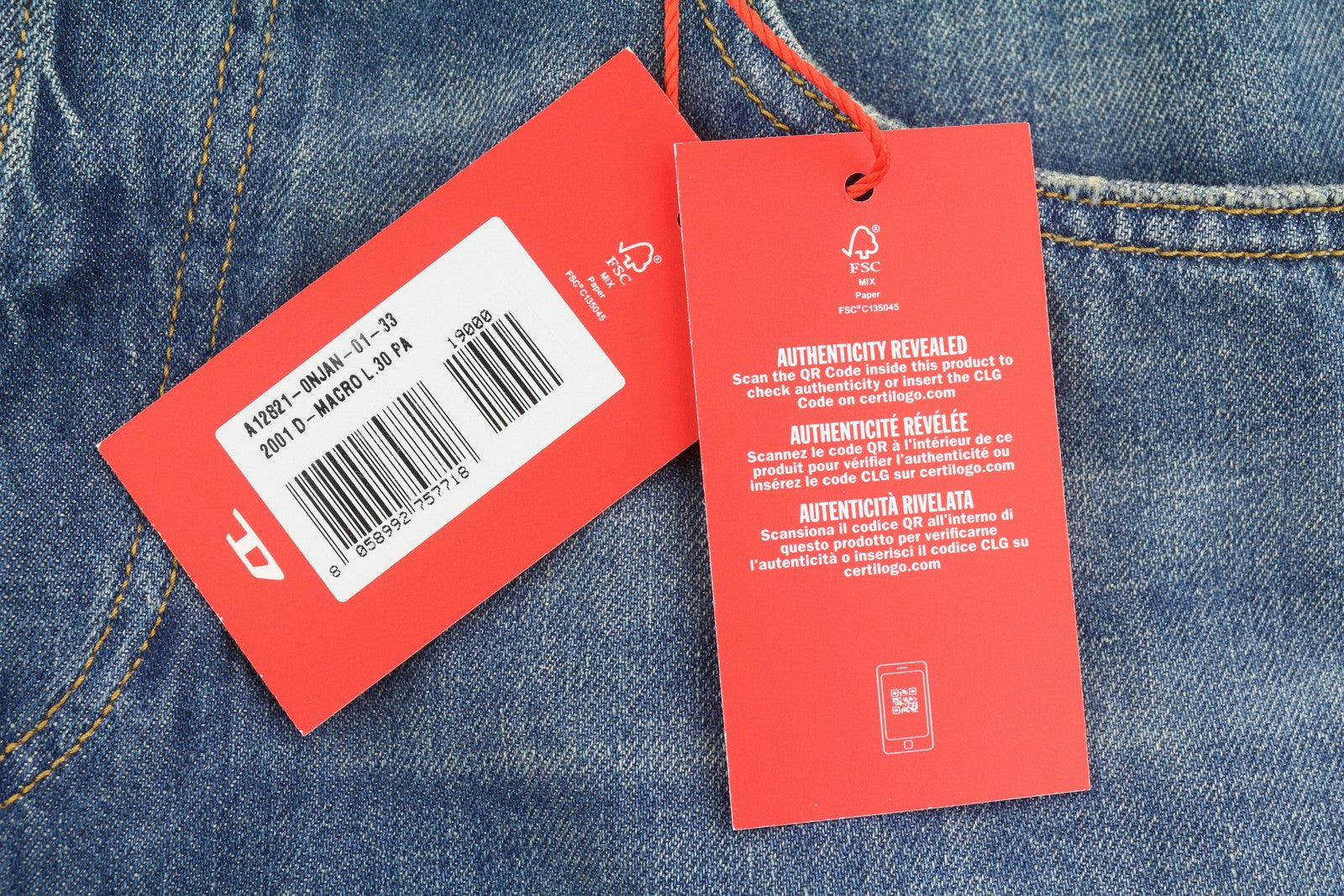 DIESEL 2001 D-Macro 0NJAN Men Jeans W33/L30 Blue Loose Fit Straight Leg RRP175