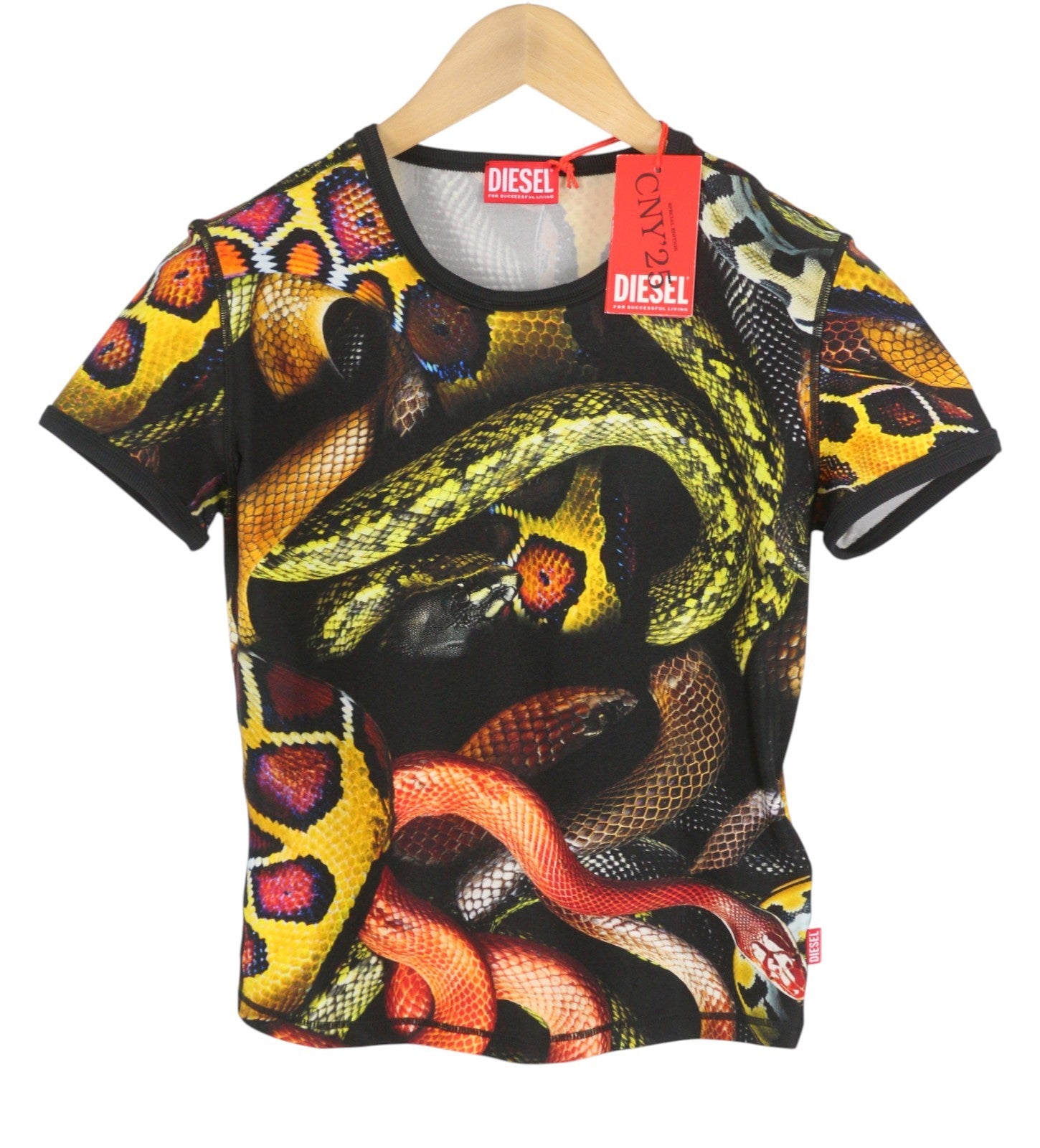 DIESEL CL-T-Uncle-Snake Women T-Shirt L Colourful Short Sleeve RRP230