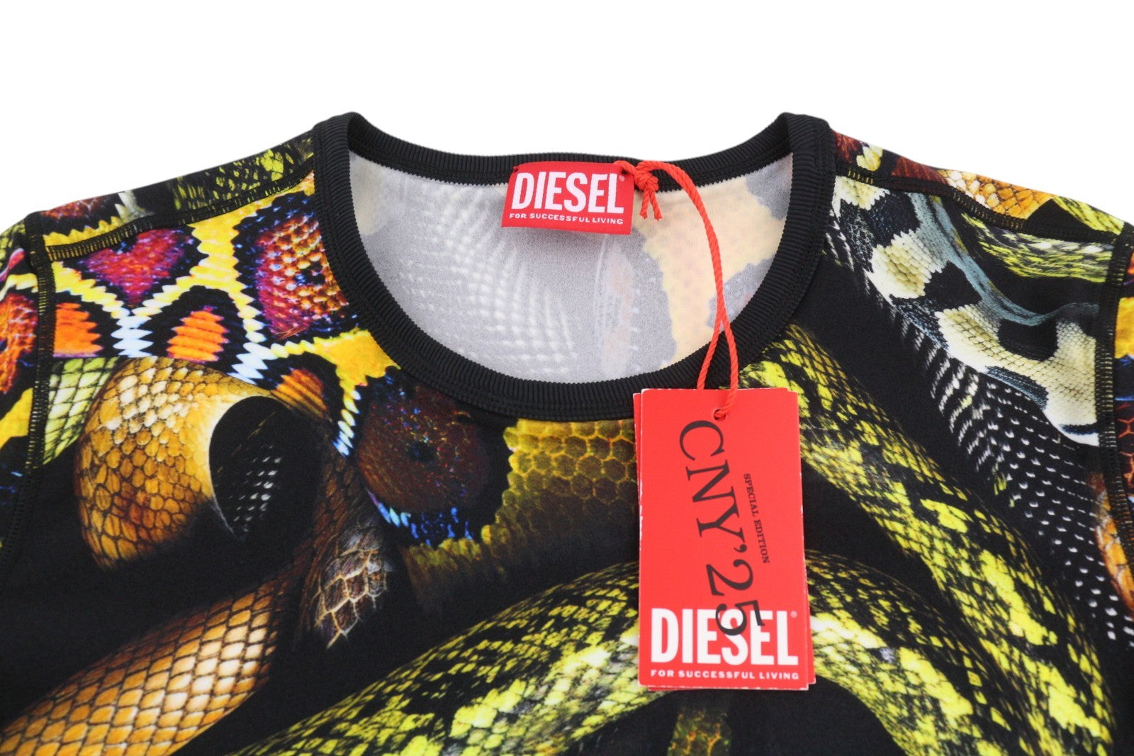 DIESEL CL-T-Uncle-Snake Women T-Shirt L Colourful Short Sleeve RRP230