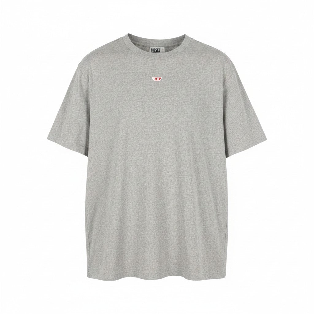 DIESEL T-Diegor-D Men T-Shirt L Grey Melange Tricot Crew Neck Short Sleeved