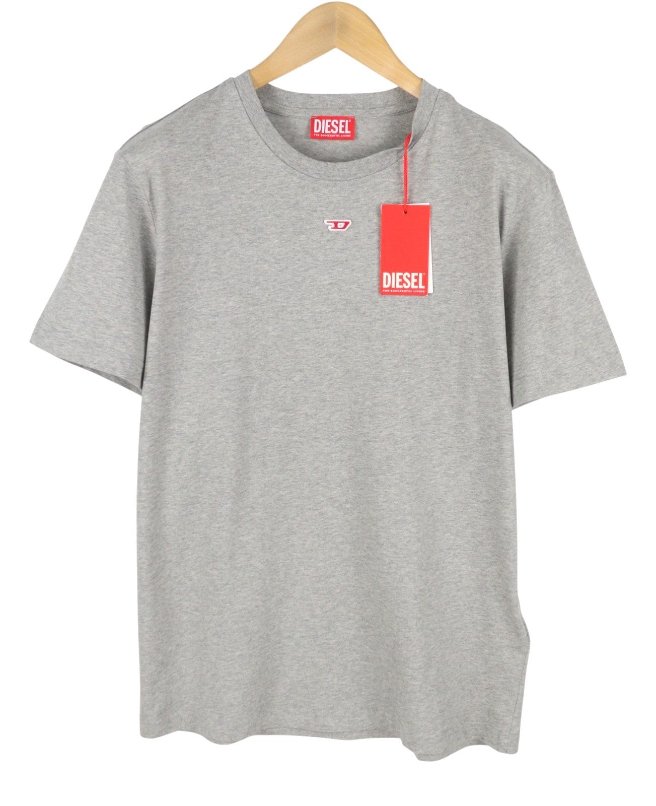 DIESEL T-Diegor-D Men T-Shirt L Grey Melange Tricot Crew Neck Short Sleeved