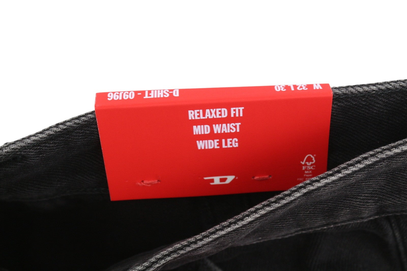 DIESEL D-Shift 09J96 Men Jeans W32/L30 Black Relaxed Fit Wide Leg Unisex RRP325