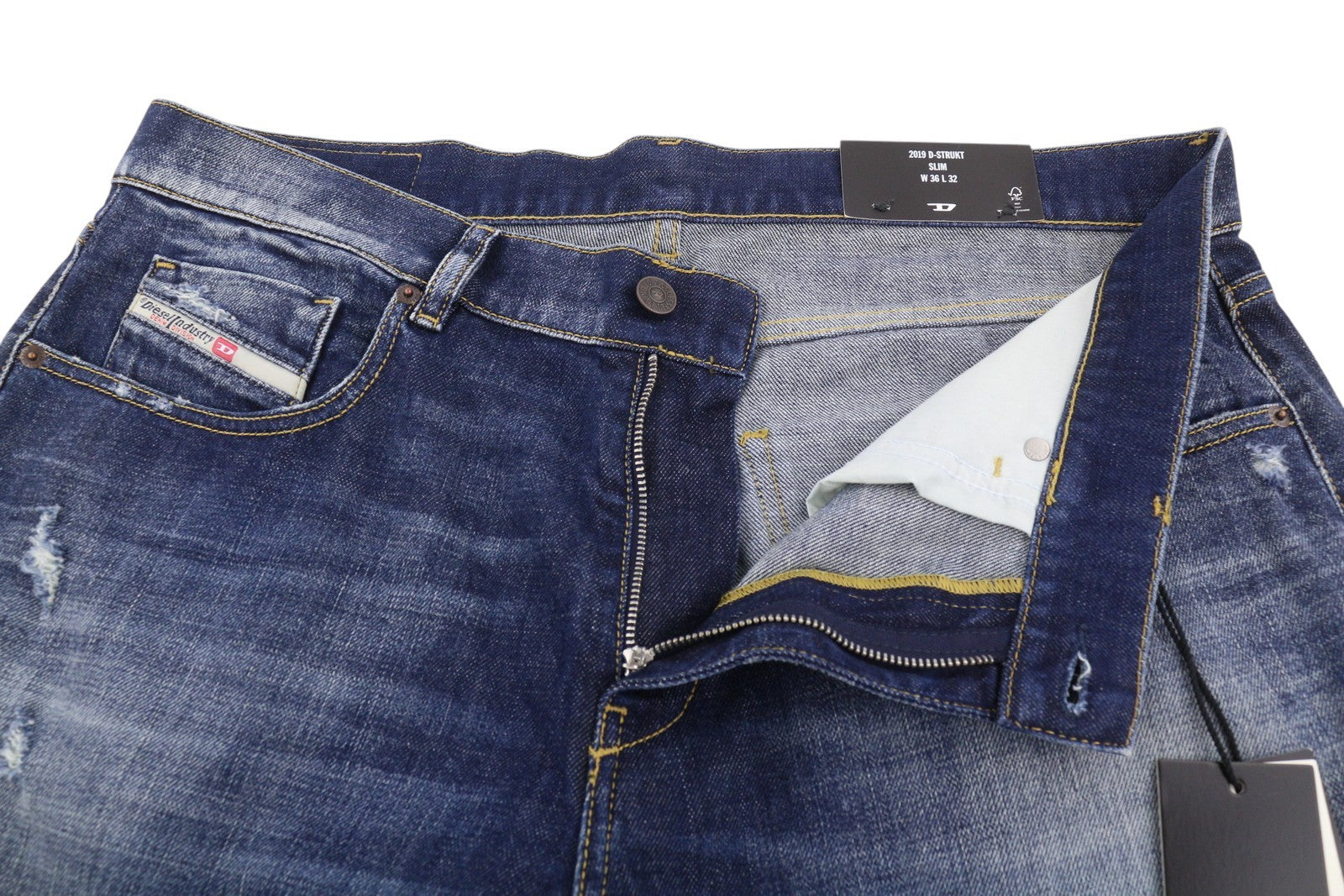 DIESEL 2019 D-Strukt R917I Men Jeans W36/L32 Blue Faded Distress Slim RRP195