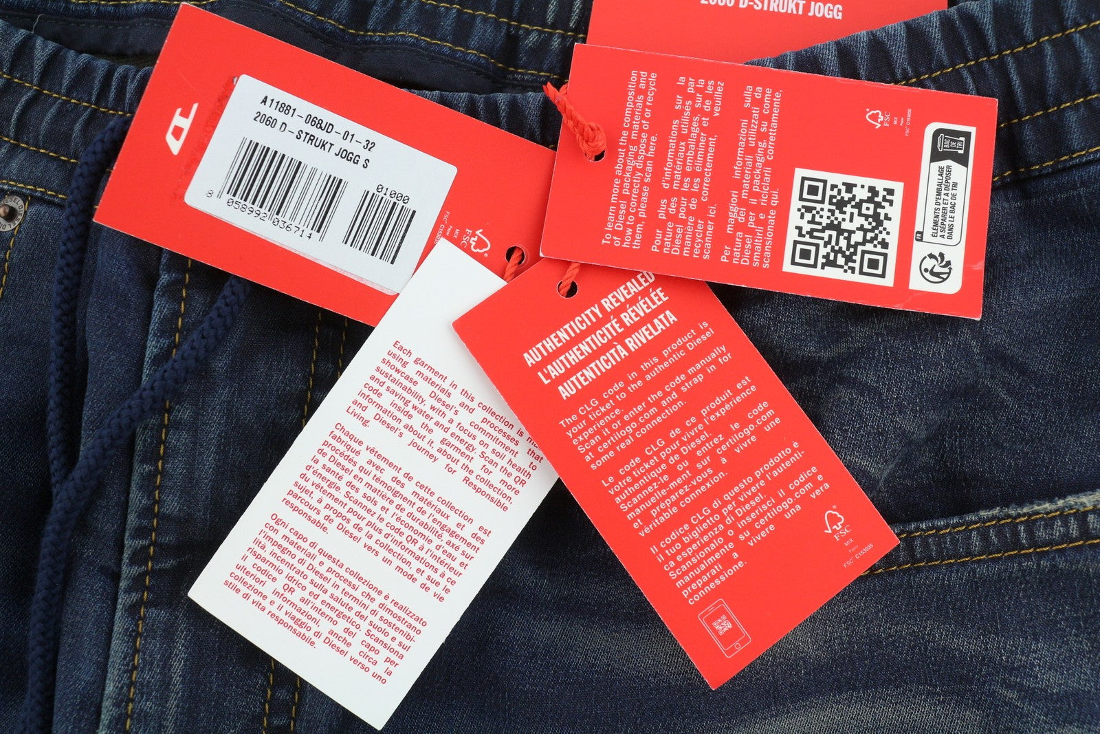 DIESEL 2060 D-Strukt Jogg 068JD Men Jeans W32 Blue Faded Distress RRP295