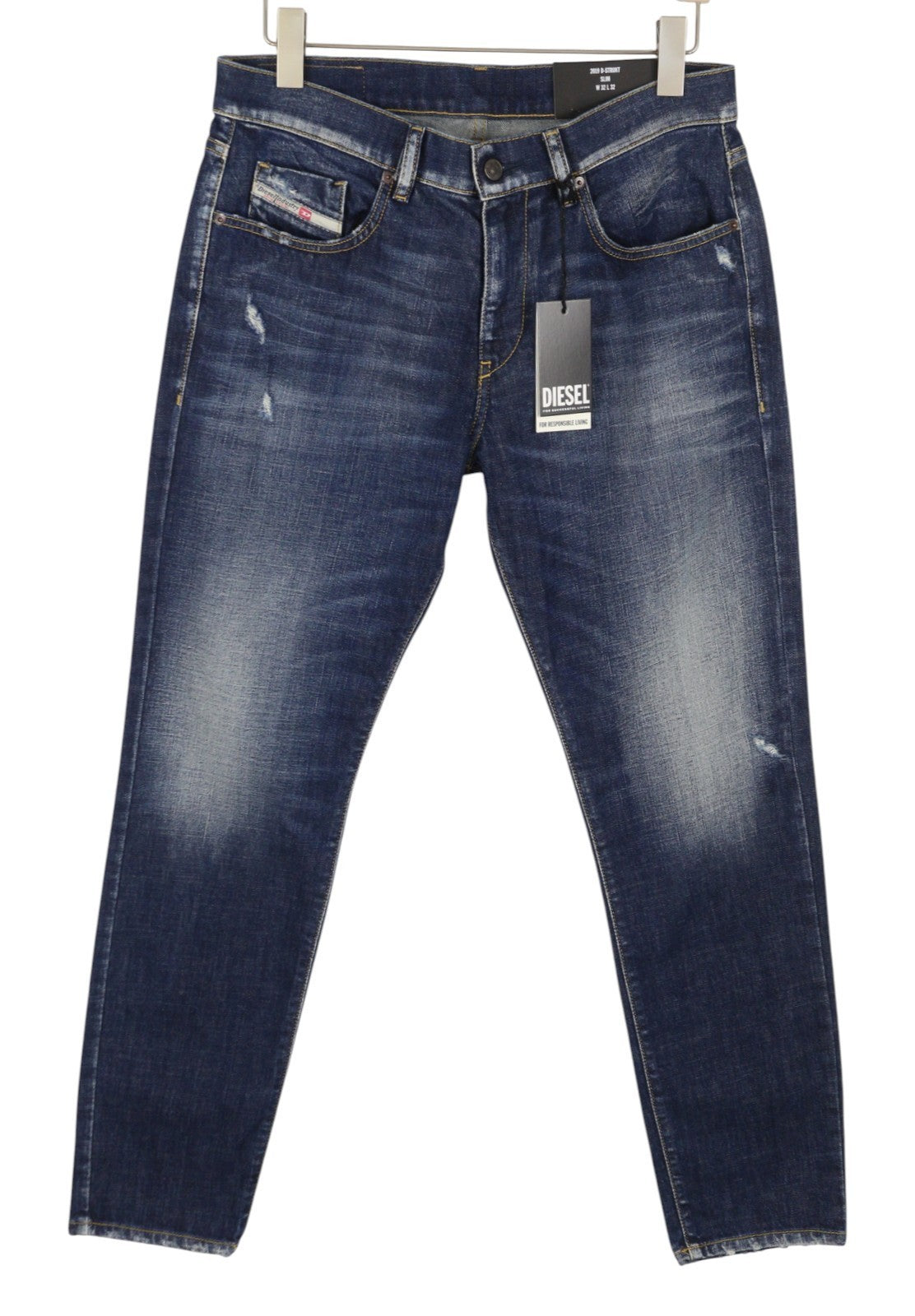 DIESEL 2019 D-Strukt R917I Men Jeans W32/L32 Blue Faded Distress Slim RRP195