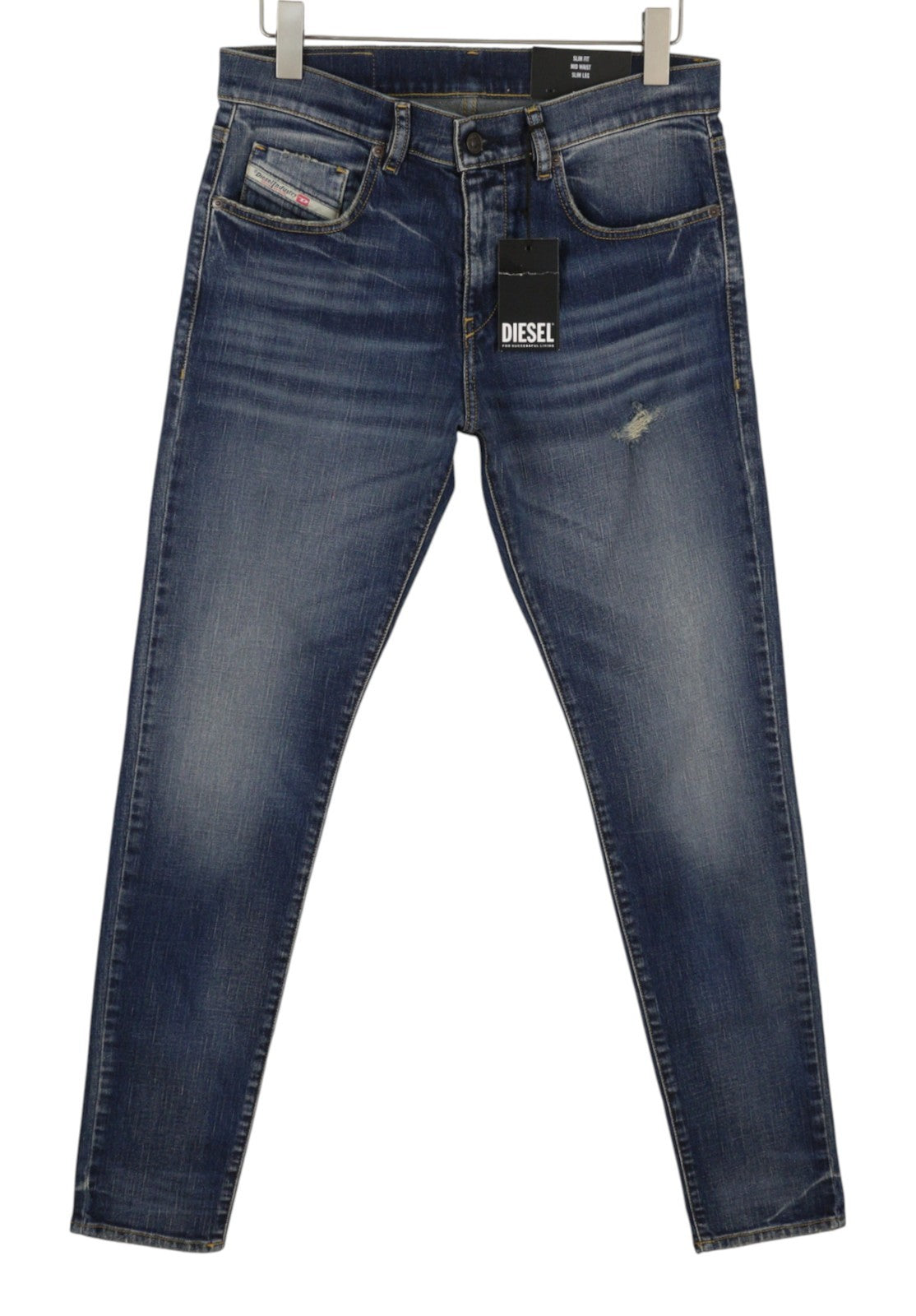 DIESEL 2019 D-Strukt R8I0C Men Jeans W32/L34 Blue Faded Distress Slim RRP250