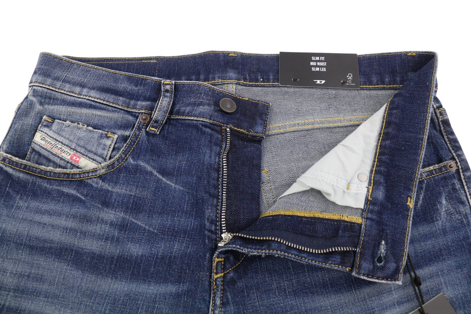 DIESEL 2019 D-Strukt R8I0C Men Jeans W32/L34 Blue Faded Distress Slim RRP250