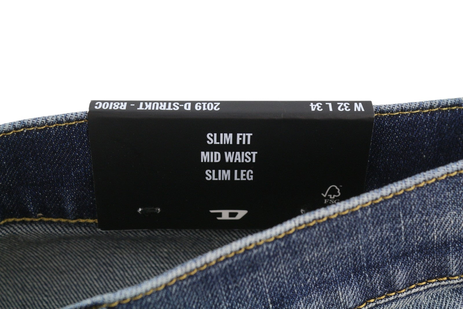 DIESEL 2019 D-Strukt R8I0C Men Jeans W32/L34 Blue Faded Distress Slim RRP250