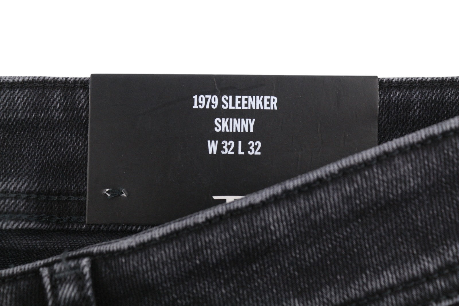 DIESEL 1979 Sleenker R9G61 Men Jeans W32/L32 Black Whiskers Faded Skinny RRP150