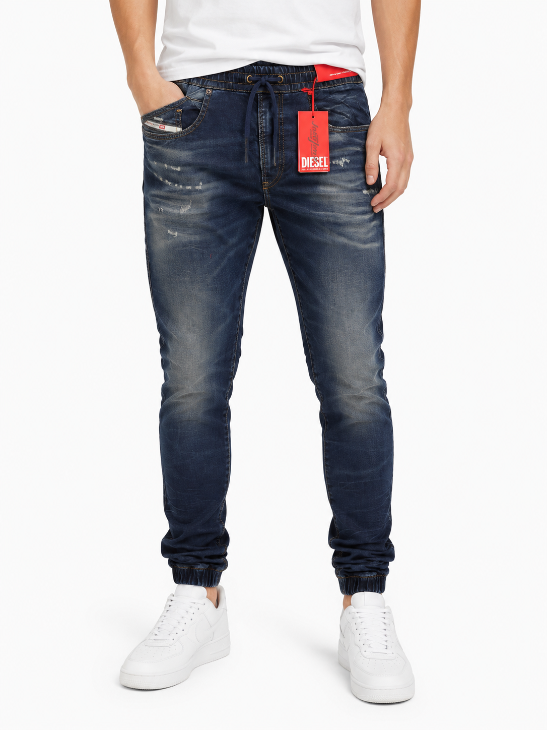 DIESEL 2060 D-Strukt Jogg 068JD Men Jeans W34 Blue Faded Distress RRP295