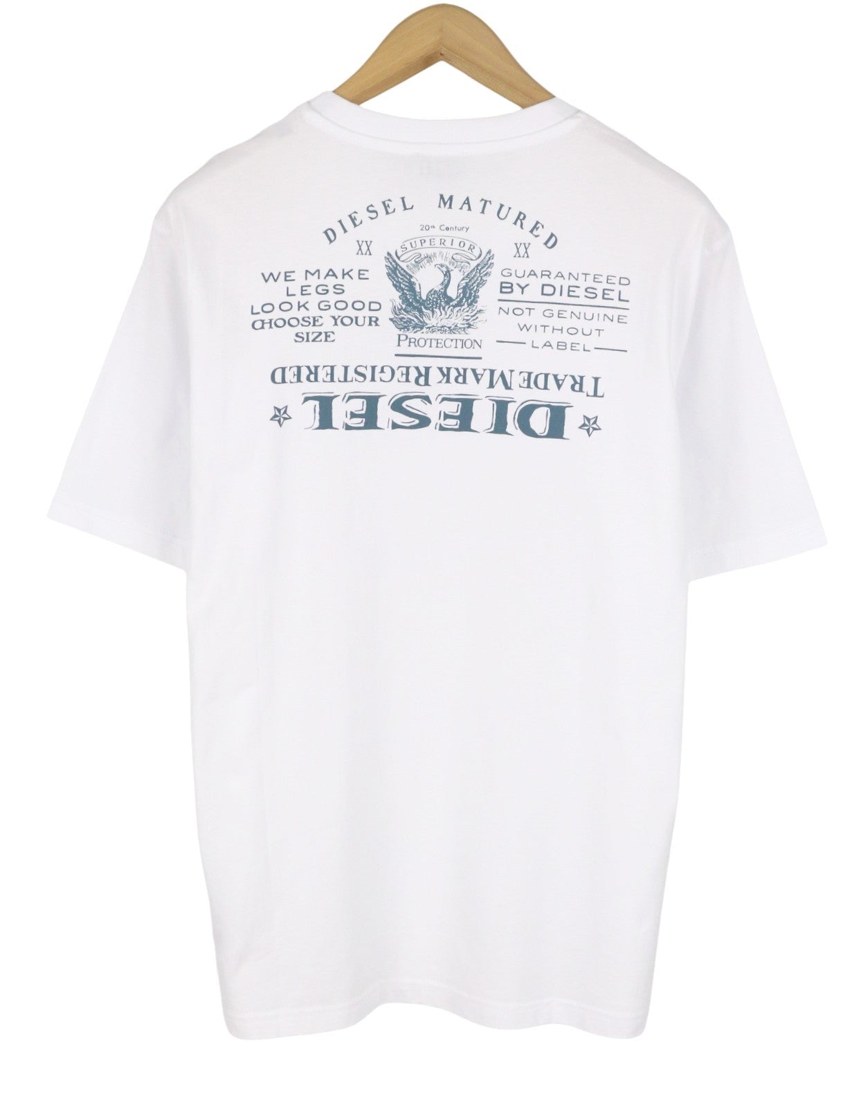 DIESEL T-Just-L4 Men T-Shirt L White Cotton Tricot Crew Neck Short Sleeve