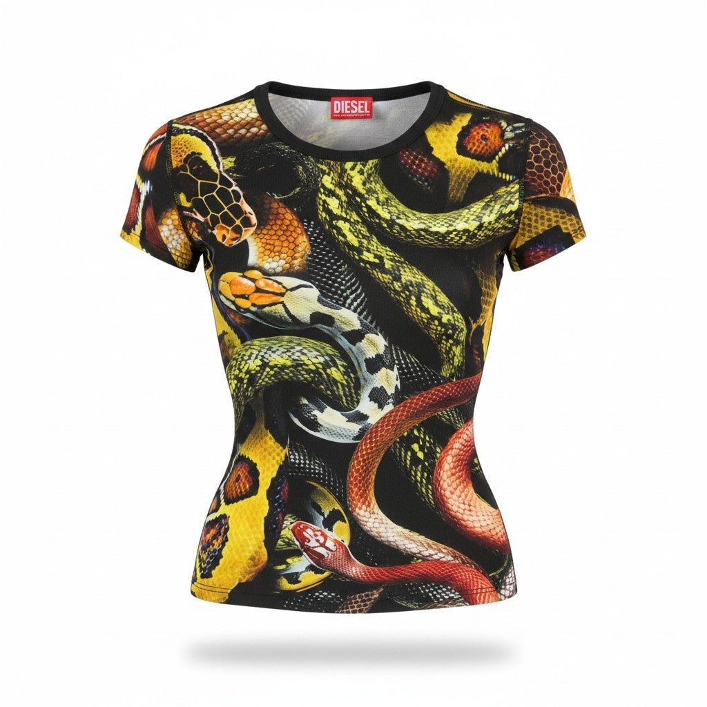 DIESEL CL-T-Uncle-Snake Women T-Shirt M Colourful Short Sleeve RRP230