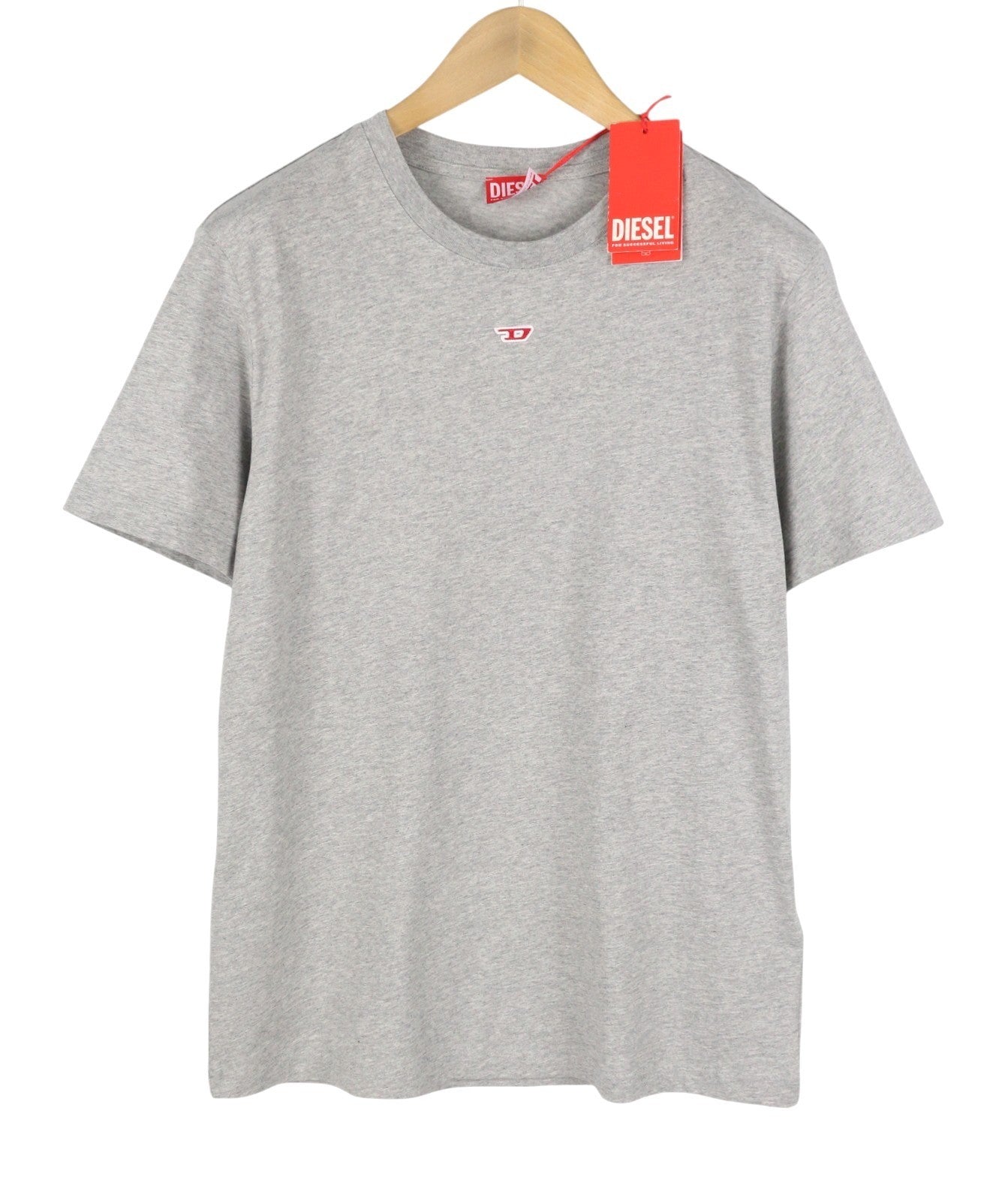 DIESEL T-Diegor-D Men T-Shirt 2XL Grey Melange Tricot Crew Neck Short Sleeve