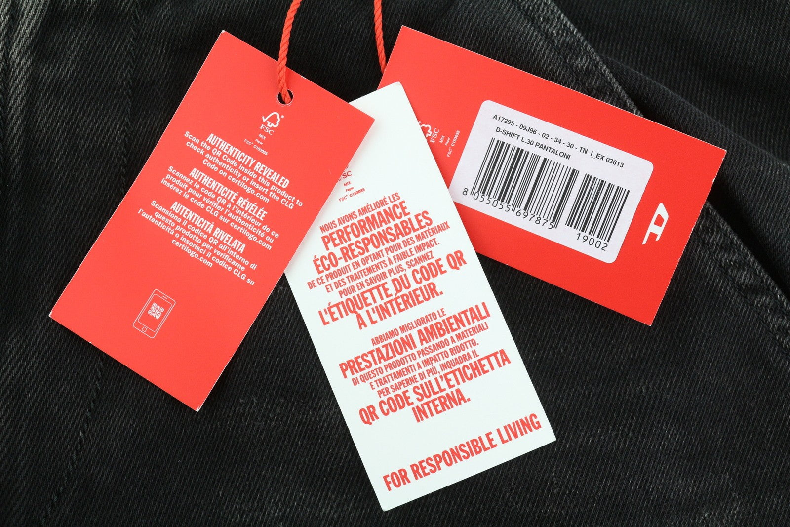 DIESEL D-Shift 09J96 Men Jeans W34/L30 Black Relaxed Fit Wide Leg Unisex RRP325