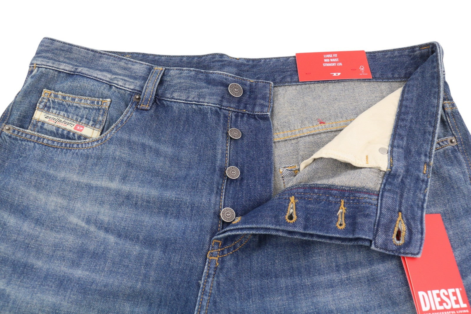 DIESEL 2001 D-Macro 0NJAN Men Jeans W34/L34 Blue Loose Fit Straight Leg RRP175