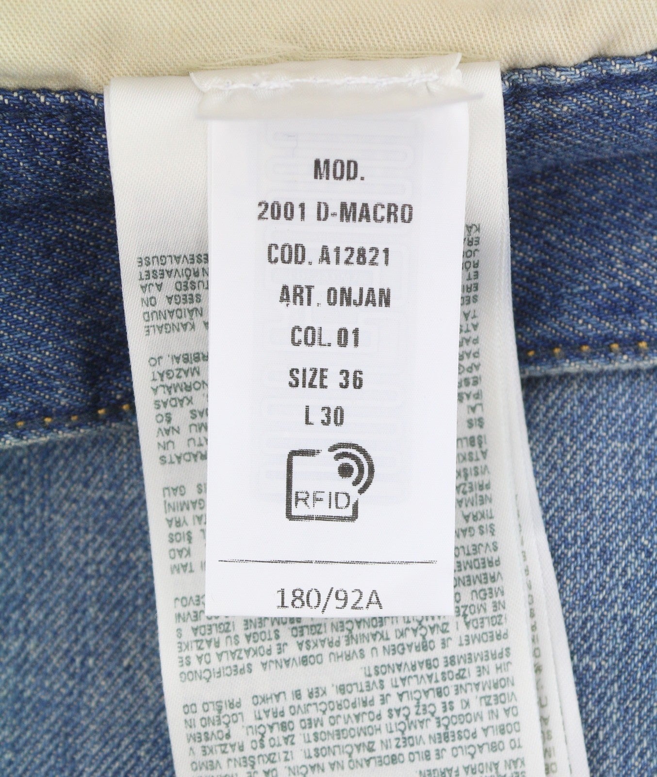 DIESEL 2001 D-Macro 0NJAN Men Jeans W36/L30 Blue Loose Fit Straight Leg RRP175