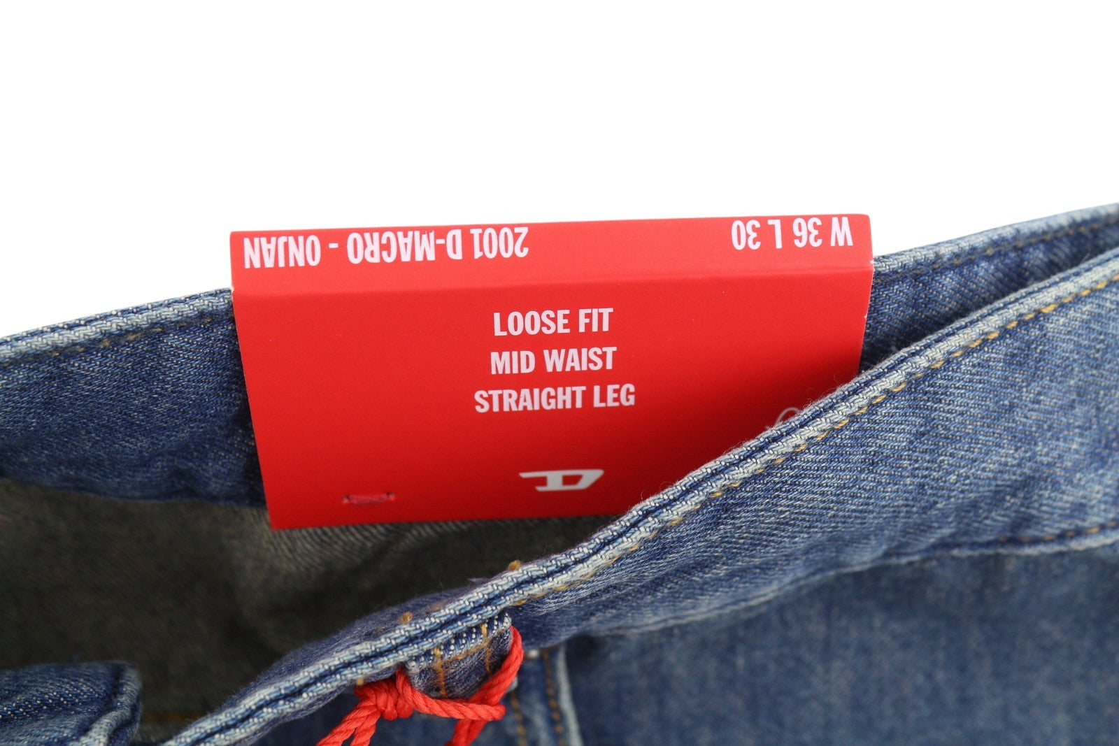 DIESEL 2001 D-Macro 0NJAN Men Jeans W36/L30 Blue Loose Fit Straight Leg RRP175