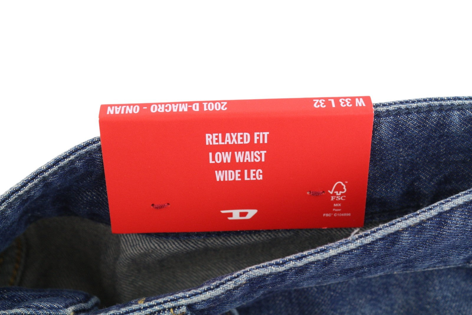 DIESEL 2001 D-Macro 0NJAN Men Jeans W33/L32 Blue Loose Fit Straight Leg RRP175