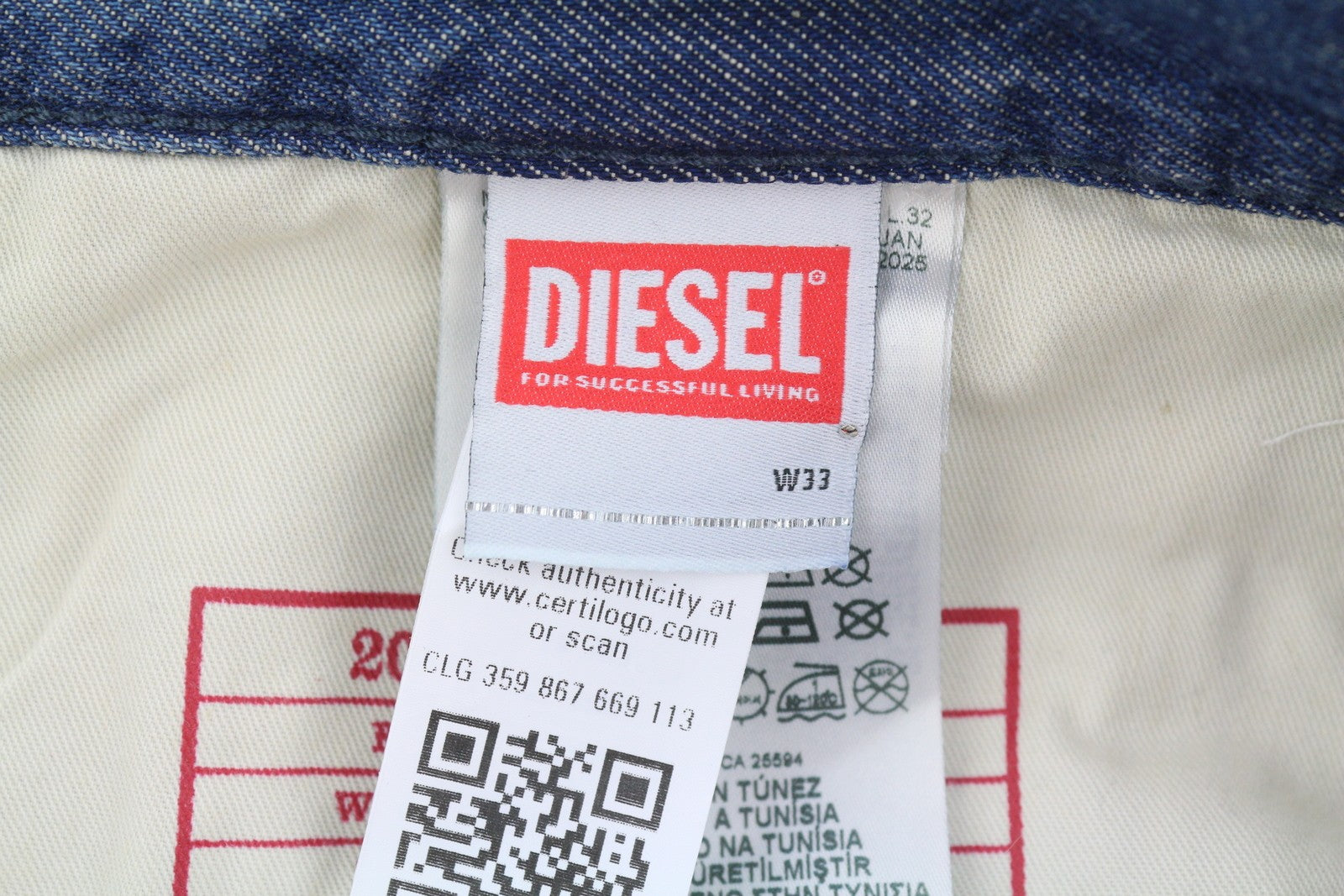 DIESEL 2001 D-Macro 0NJAN Men Jeans W33/L32 Blue Loose Fit Straight Leg RRP175