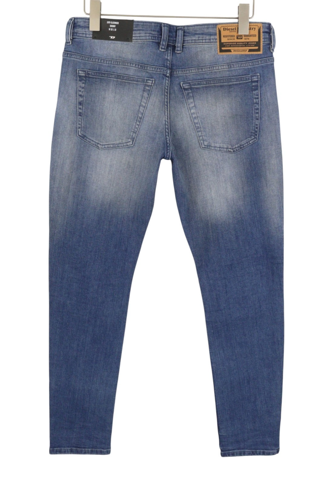 DIESEL 1979 Sleenker RBG04 Men Jeans W32/L32 Blue Distress Faded Skinny RRP195