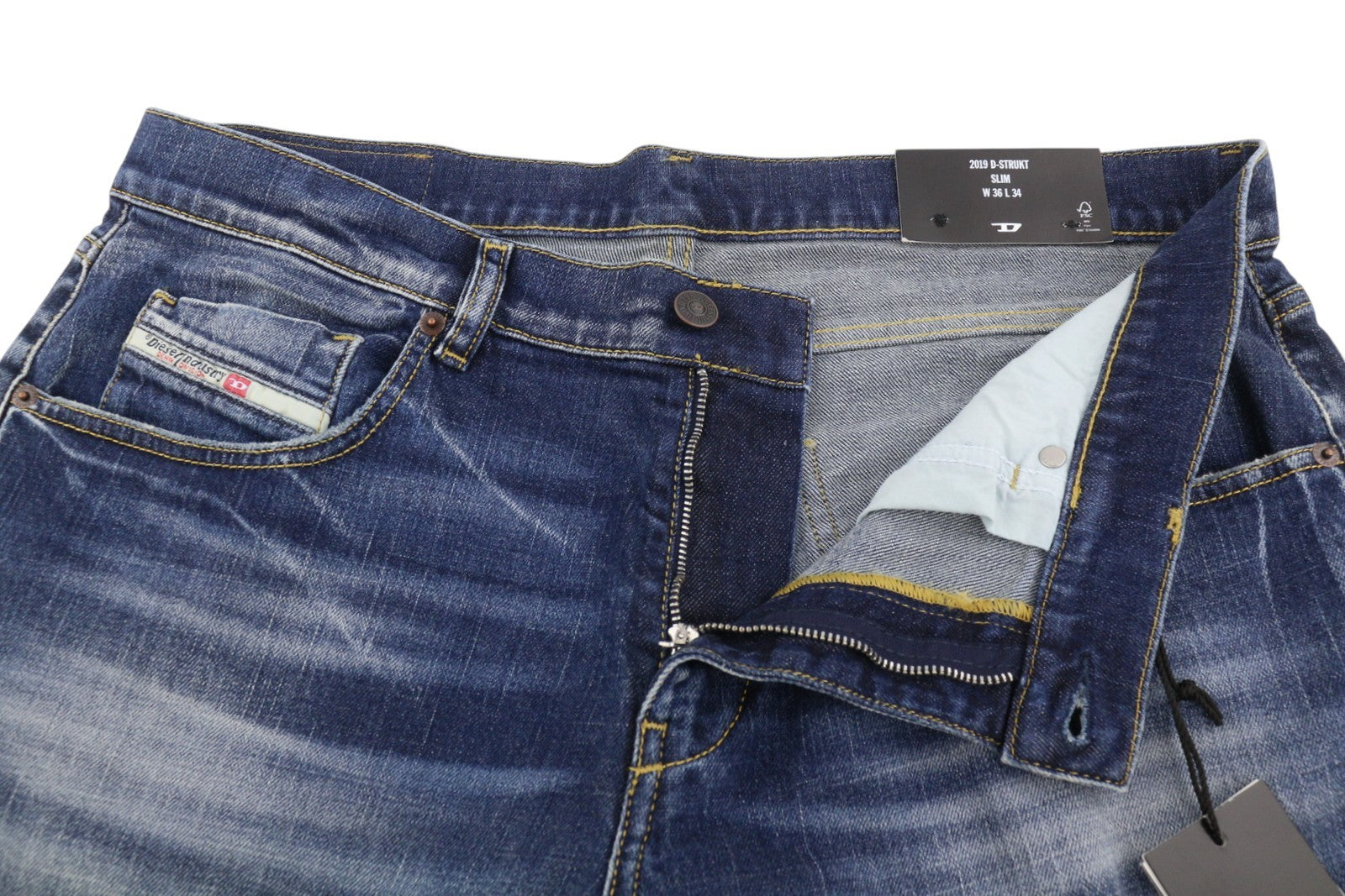 DIESEL 2019 D-Strukt R8I0C Men Jeans W36/L34 Blue Faded Distress RRP250