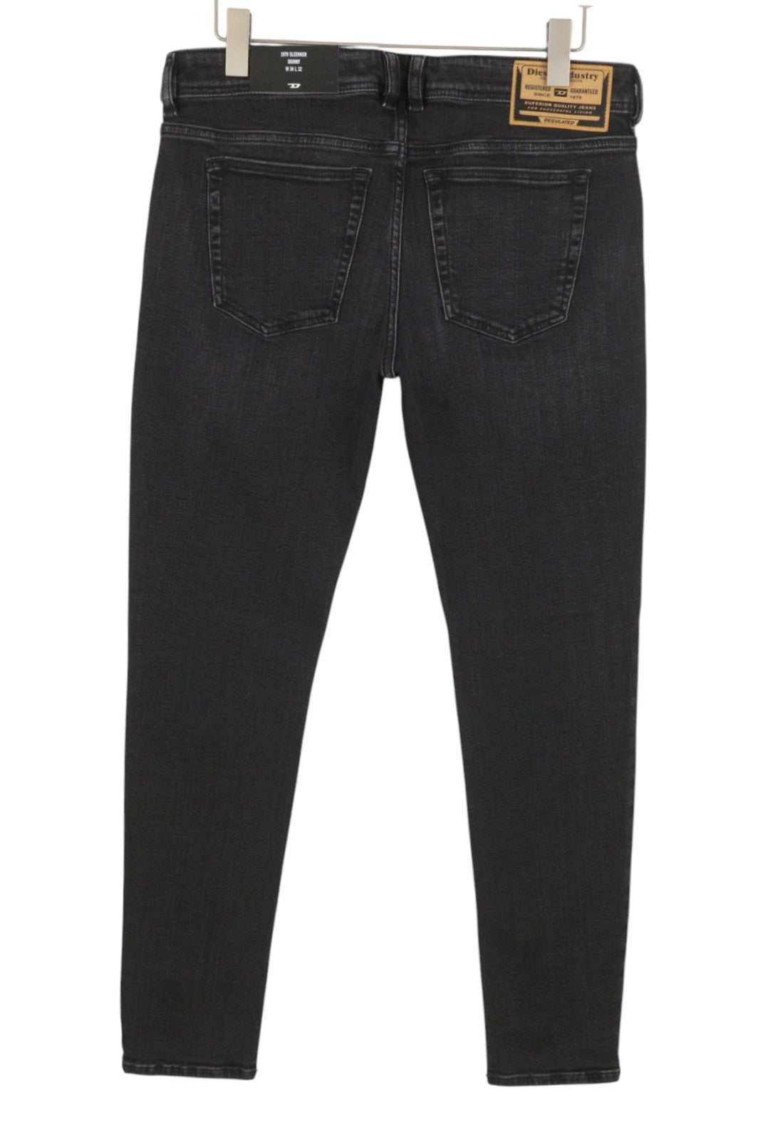 DIESEL 1979 Sleenker R9G61 Men Jeans W34/L32 Black Whiskers Faded Skinny RRP150