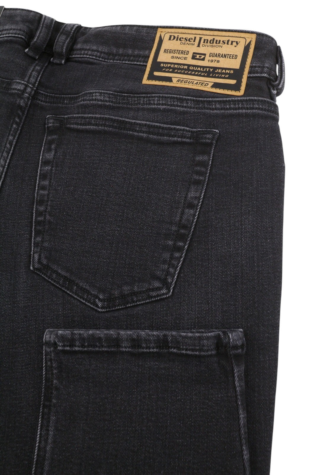 DIESEL 1979 Sleenker R9G61 Men Jeans W34/L32 Black Whiskers Faded Skinny RRP150