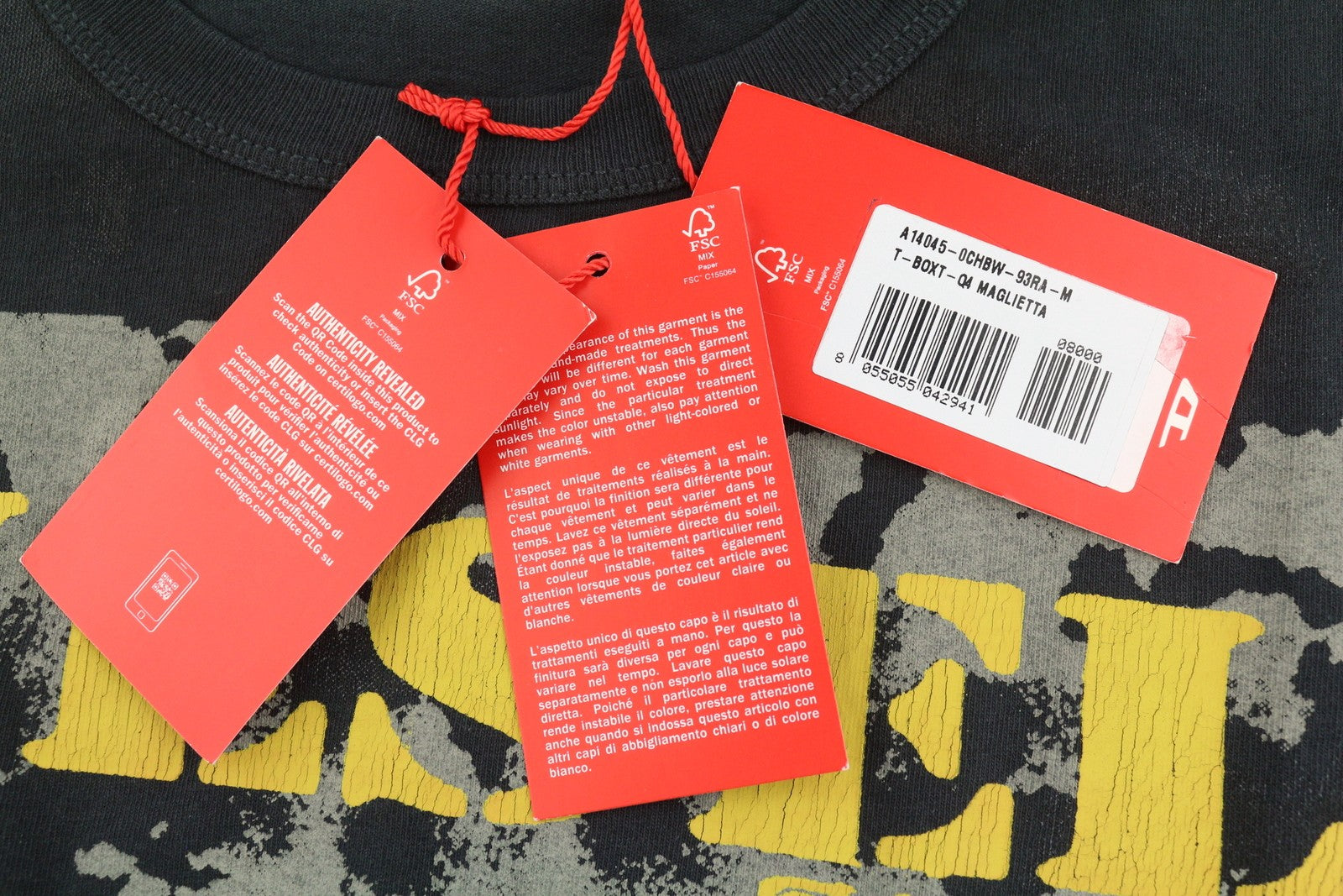 DIESEL T-Boxt-Q4 Men T-Shirt M Black Patterned Oversized Crew Short Sleeve