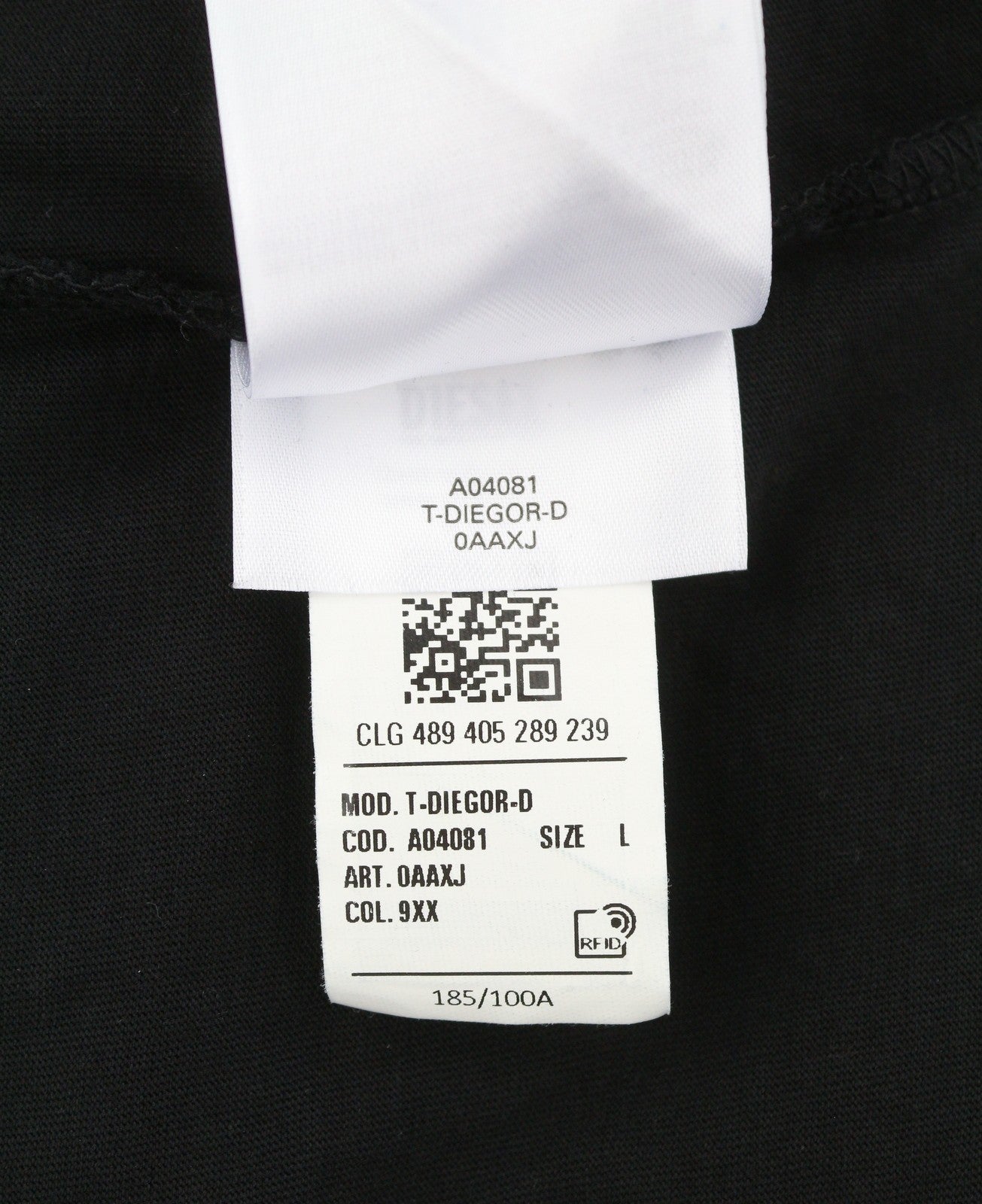 DIESEL T-Diegor-D Men T-Shirt L Black Cotton Tricot Crew Neck Short Sleeve