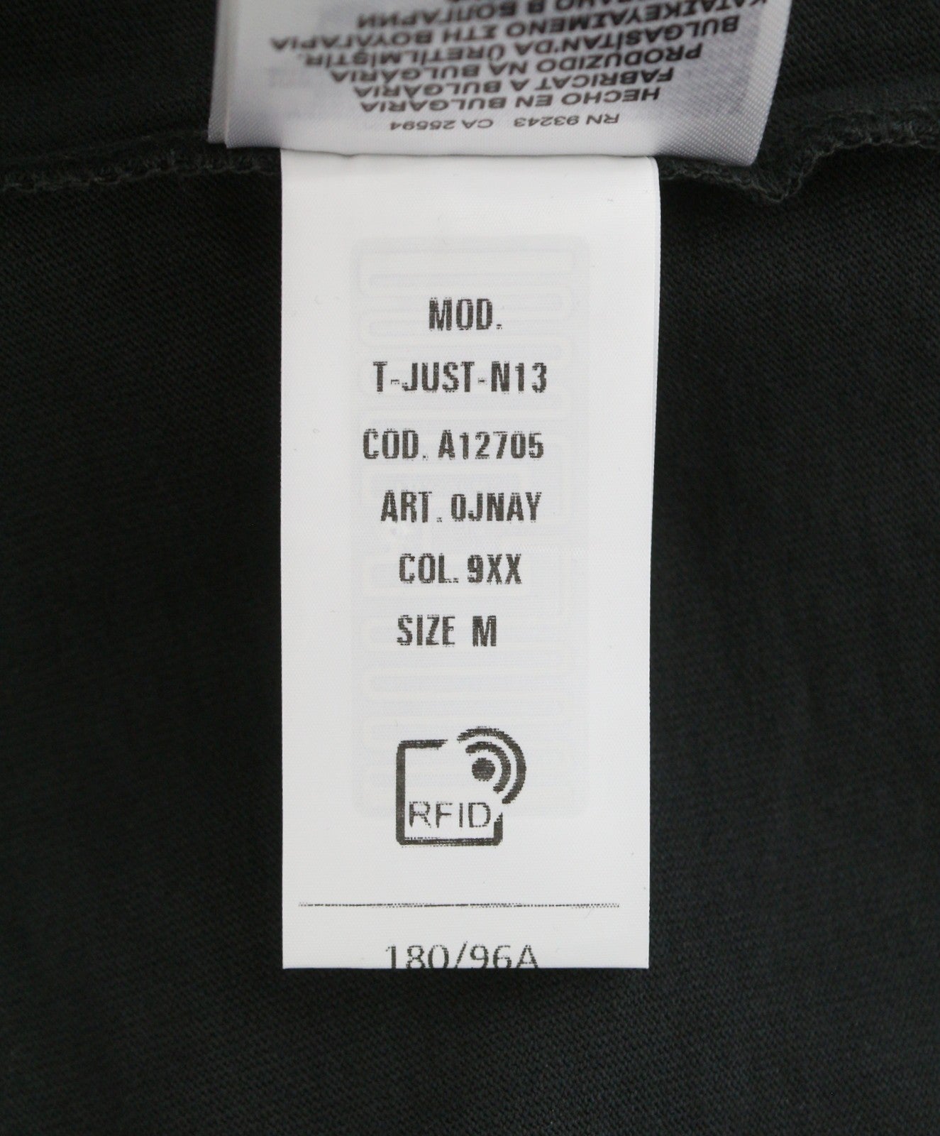 DIESEL T-Just-N13 Men T-Shirt M Black Logo Detail Crew Neck Short Sleeve