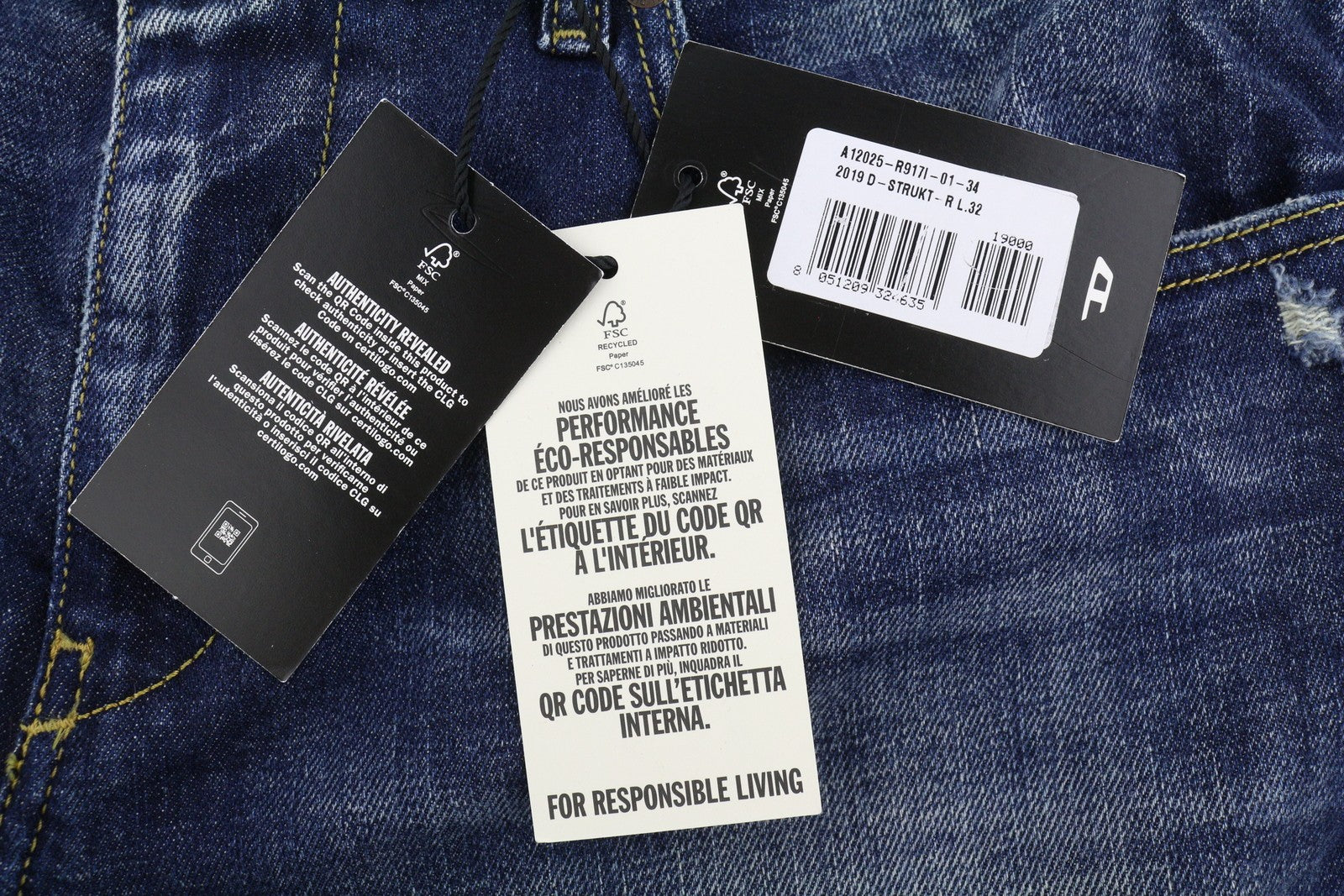 DIESEL 2019 D-Strukt R917I Men Jeans W34/L32 Blue Faded Distress Slim RRP195
