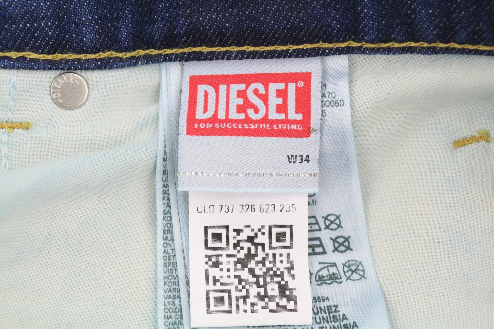 DIESEL 2019 D-Strukt R917I Men Jeans W34/L32 Blue Faded Distress Slim RRP195
