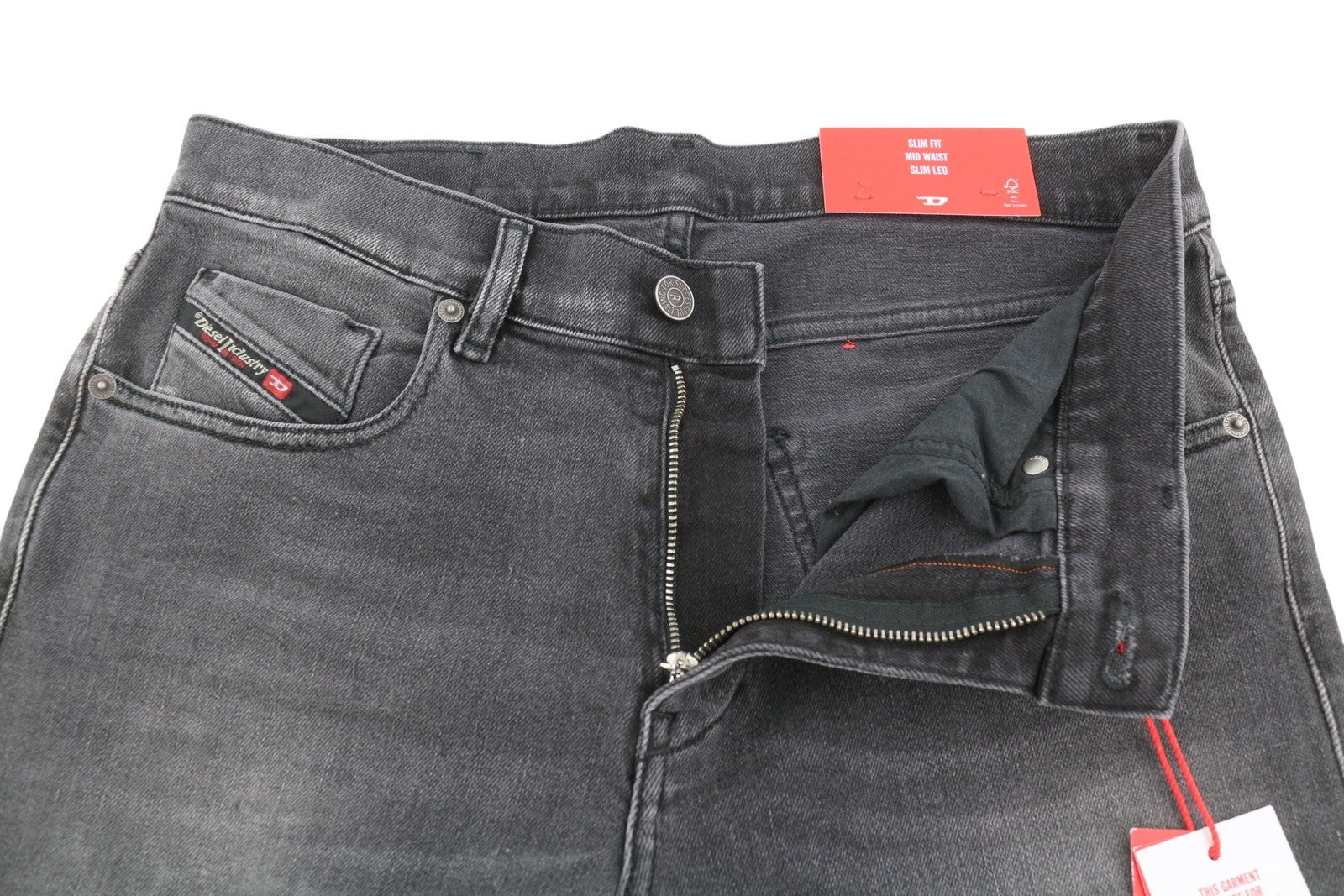 DIESEL 2019 D-Strukt 09E94 Men's Jeans W30/L32 Grey Whiskers Faded Slim Fit