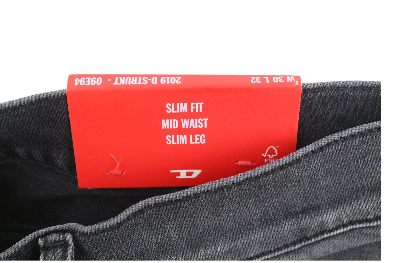 DIESEL 2019 D-Strukt 09E94 Men's Jeans W30/L32 Grey Whiskers Faded Slim Fit
