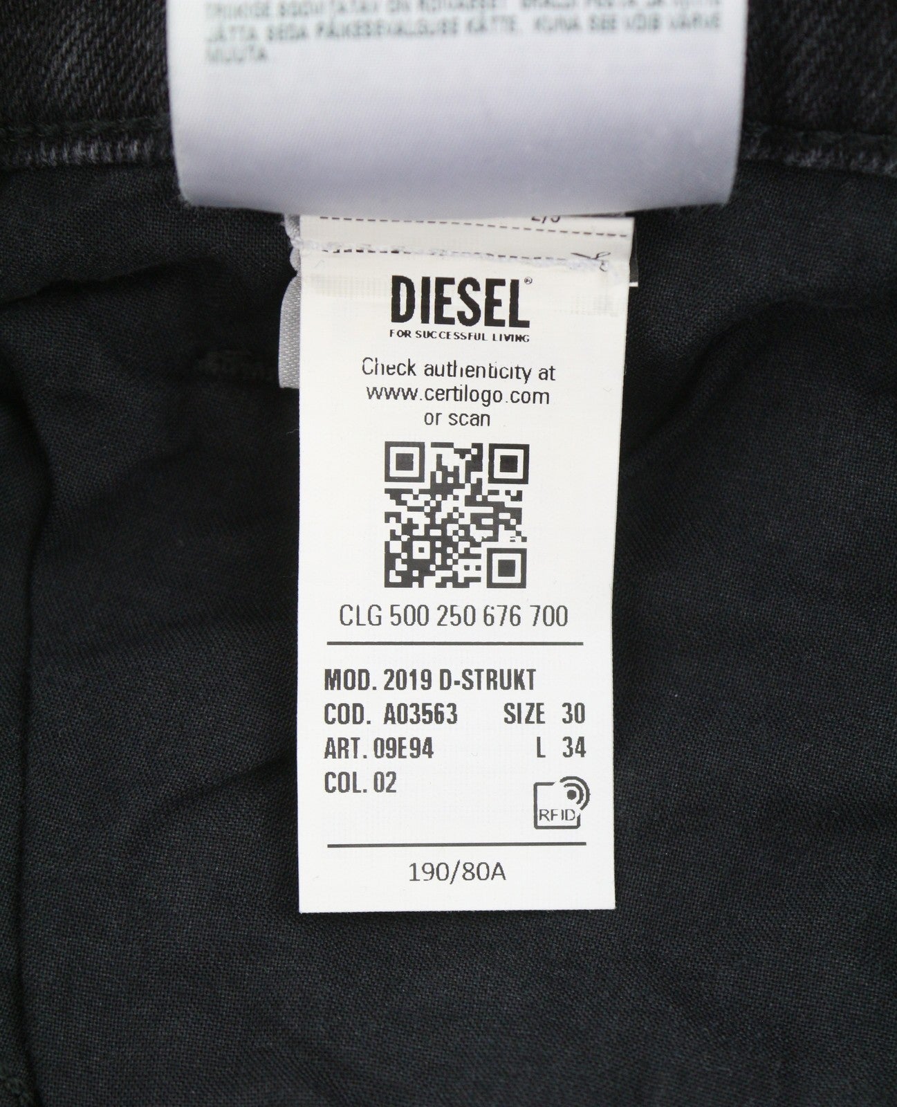 DIESEL 2019 D-Strukt 09E94 Men's Jeans W30/L34 Grey Whiskers Faded Slim Fit
