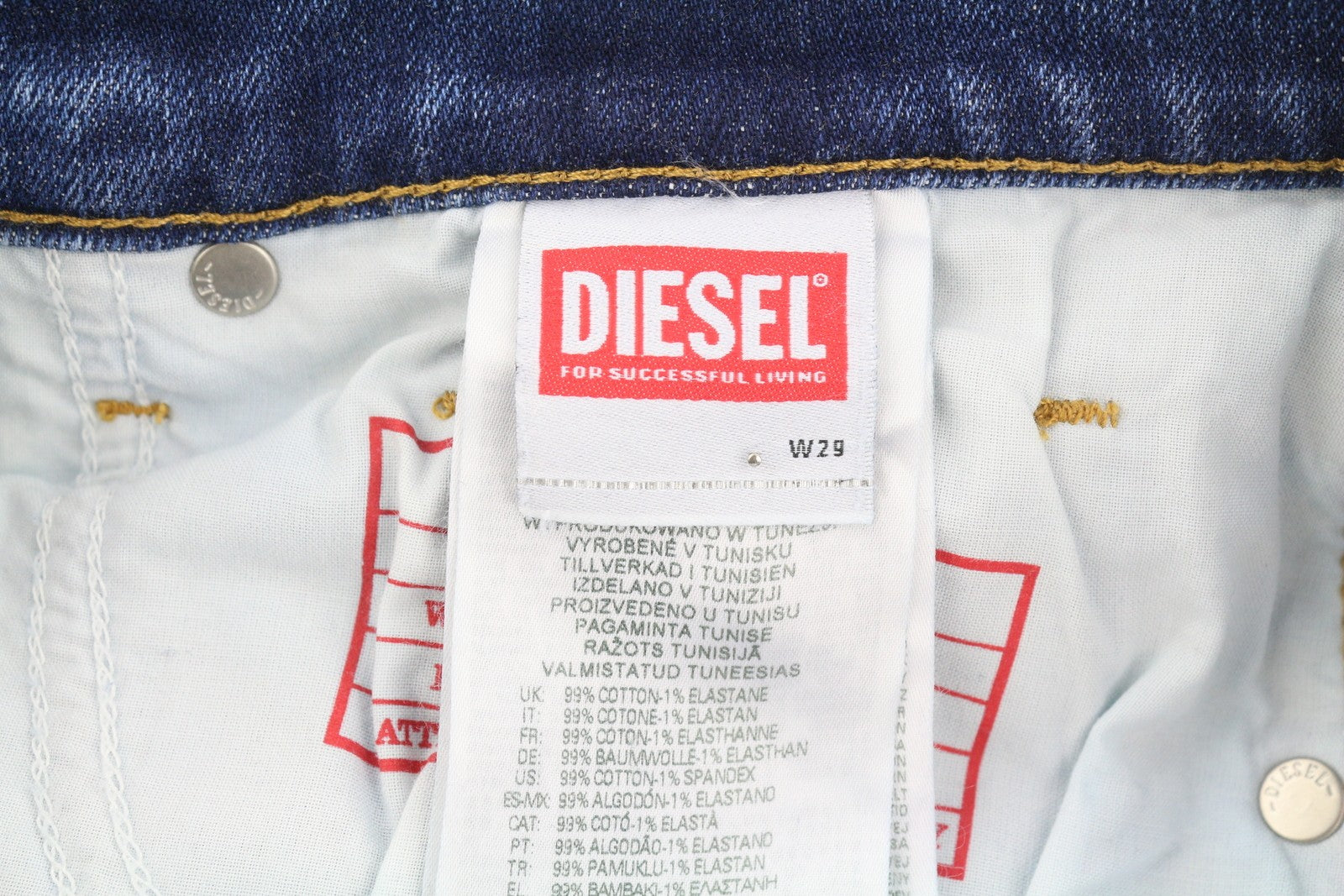 DIESEL 2019 D-Strukt 09G32 Men's Jeans W29/L34 Blue Whiskers Faded Distress