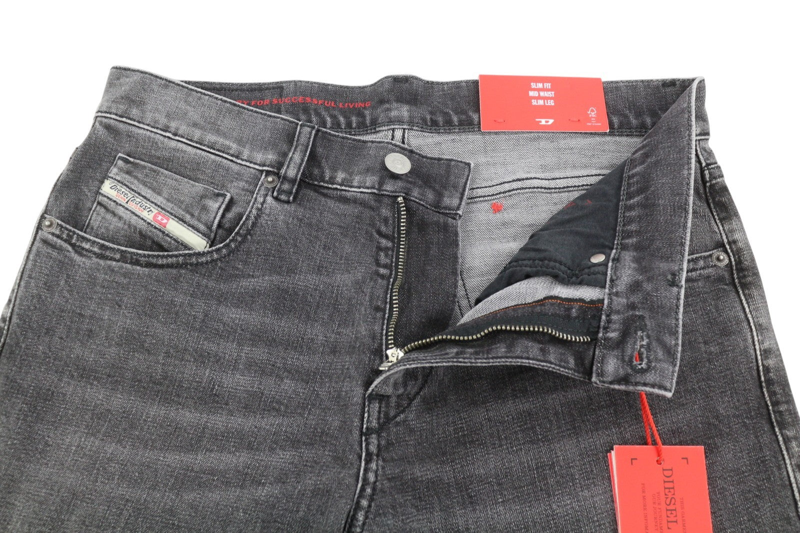 DIESEL 2019 D-Strukt 09C47 Men's Jeans W30/L32 Grey Whiskers Faded Slim Fit