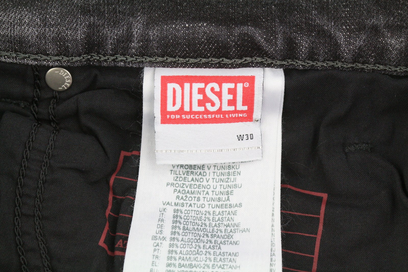 DIESEL 2019 D-Strukt 09C47 Men's Jeans W30/L34 Grey Whiskers Faded Slim Fit