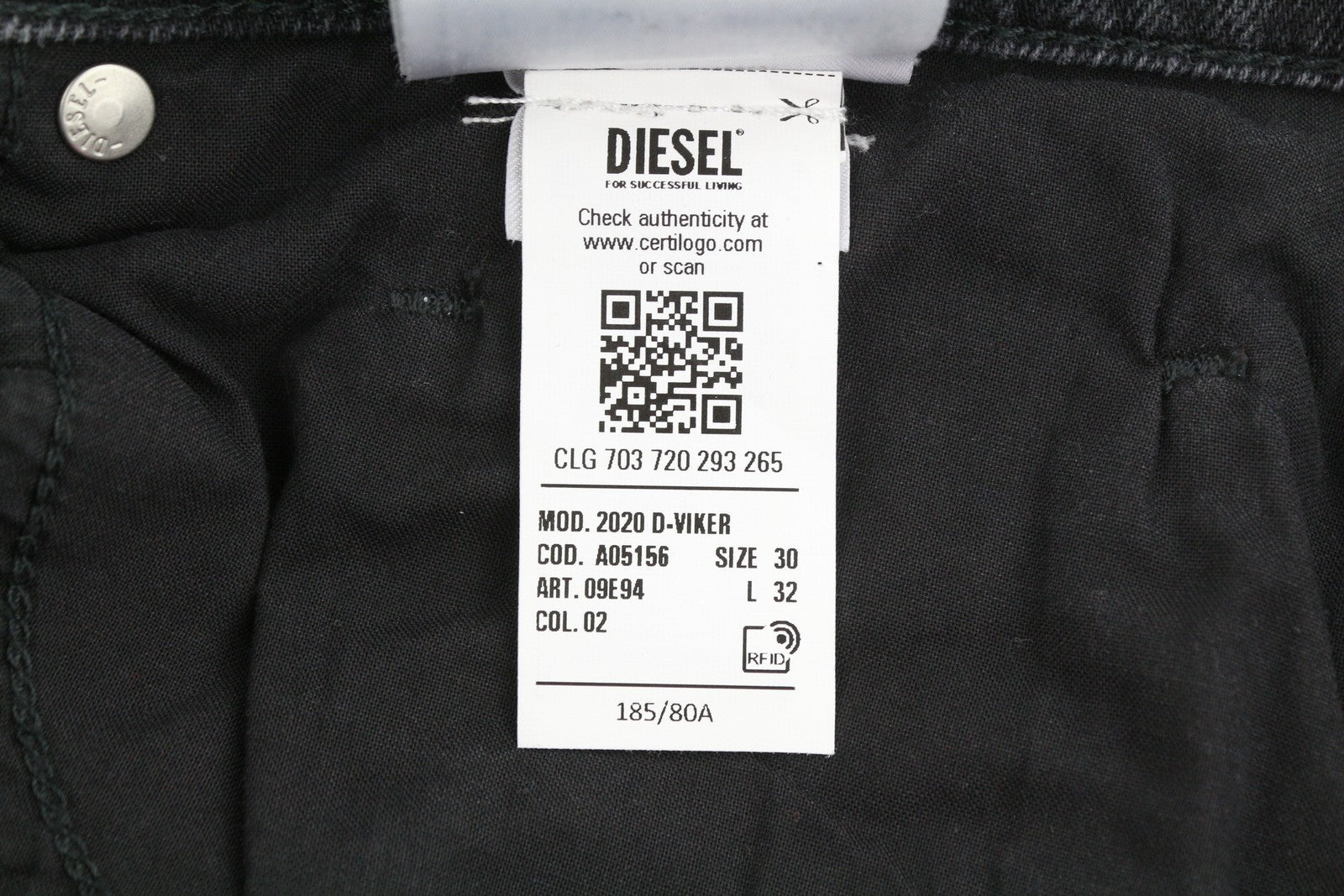 DIESEL 2020 D-Viker 09E94 Men's Jeans W30/L32 Grey Faded Regular Straight Leg