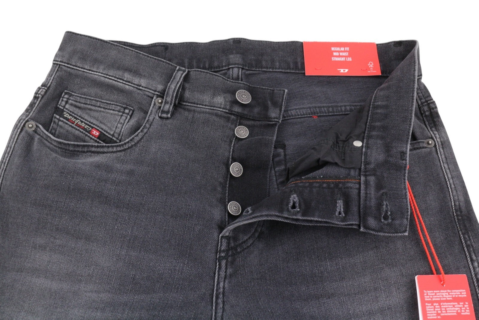 DIESEL 2020 D-Viker 09E94 Men's Jeans W30/L32 Grey Faded Regular Straight Leg