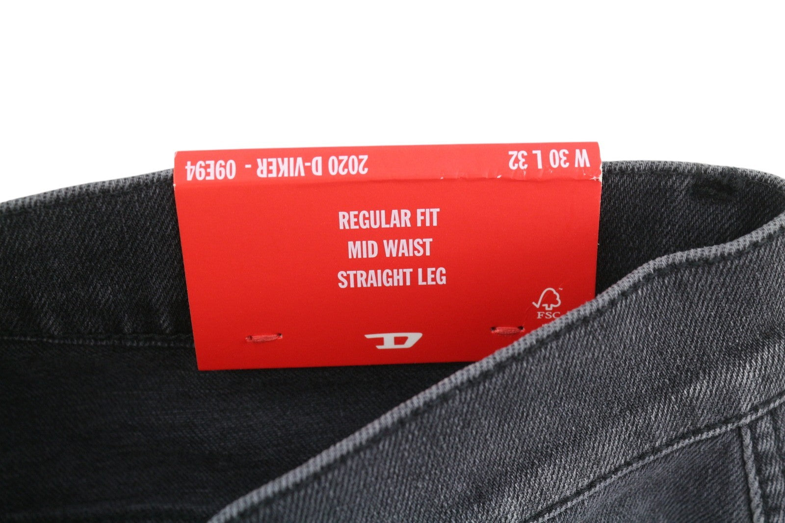 DIESEL 2020 D-Viker 09E94 Men's Jeans W30/L32 Grey Faded Regular Straight Leg