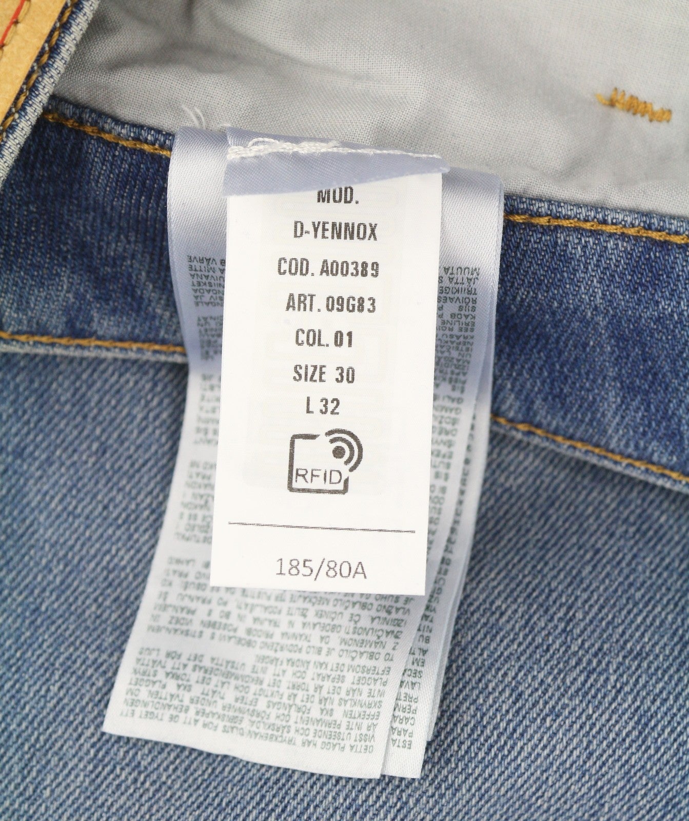 DIESEL D-Yennox 09G83 Men's Jeans W30/L32 Blue Whiskers Faded Regular Tapered