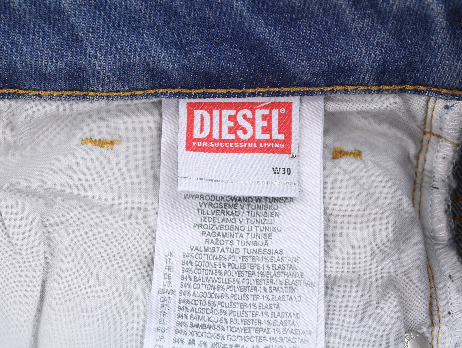 DIESEL D-Yennox 09G83 Men's Jeans W30/L32 Blue Whiskers Faded Regular Tapered