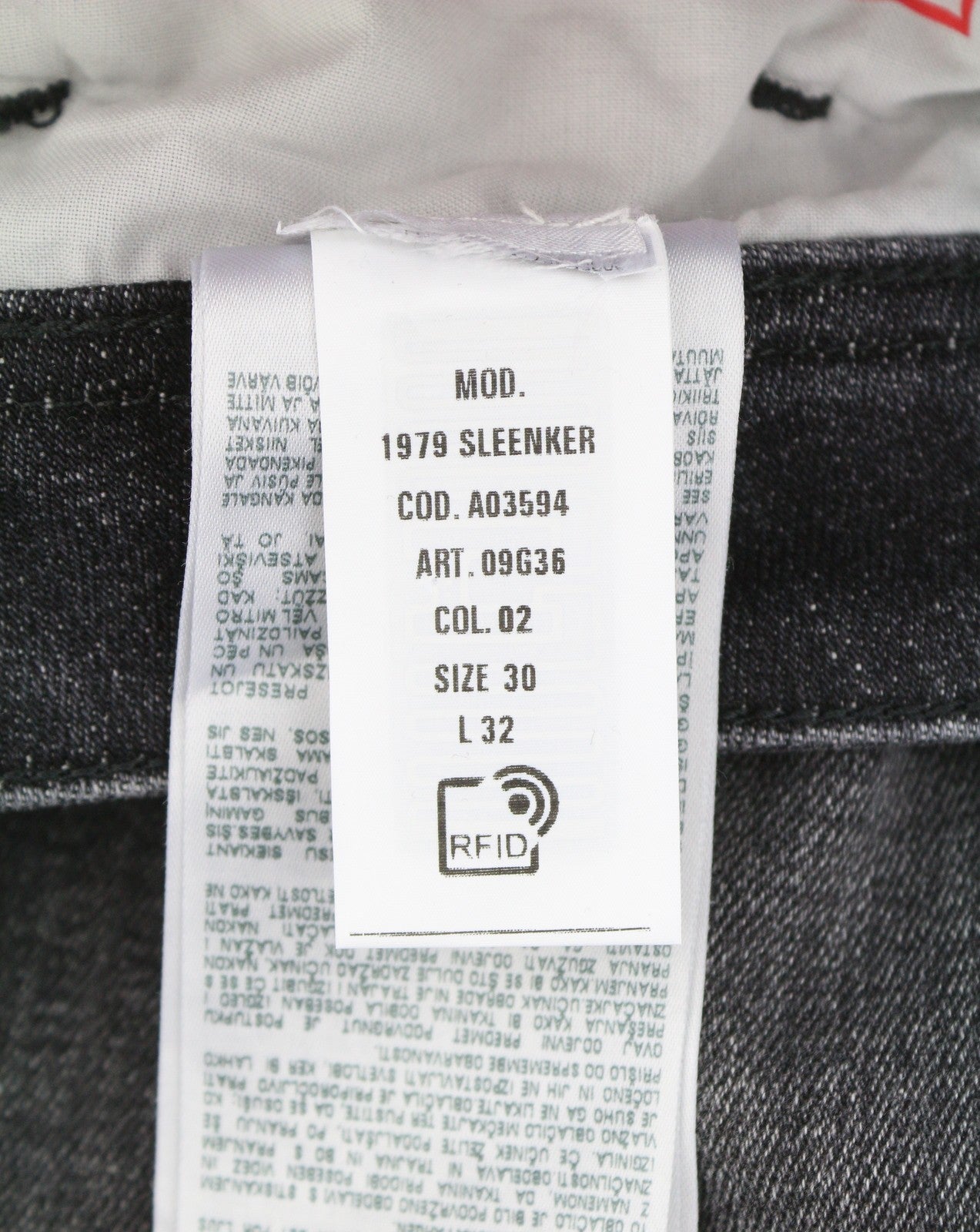 DIESEL 1979 Sleenker 09G36 Men's Jeans W30/L32 Black Faded Low Waist Skinny Fit